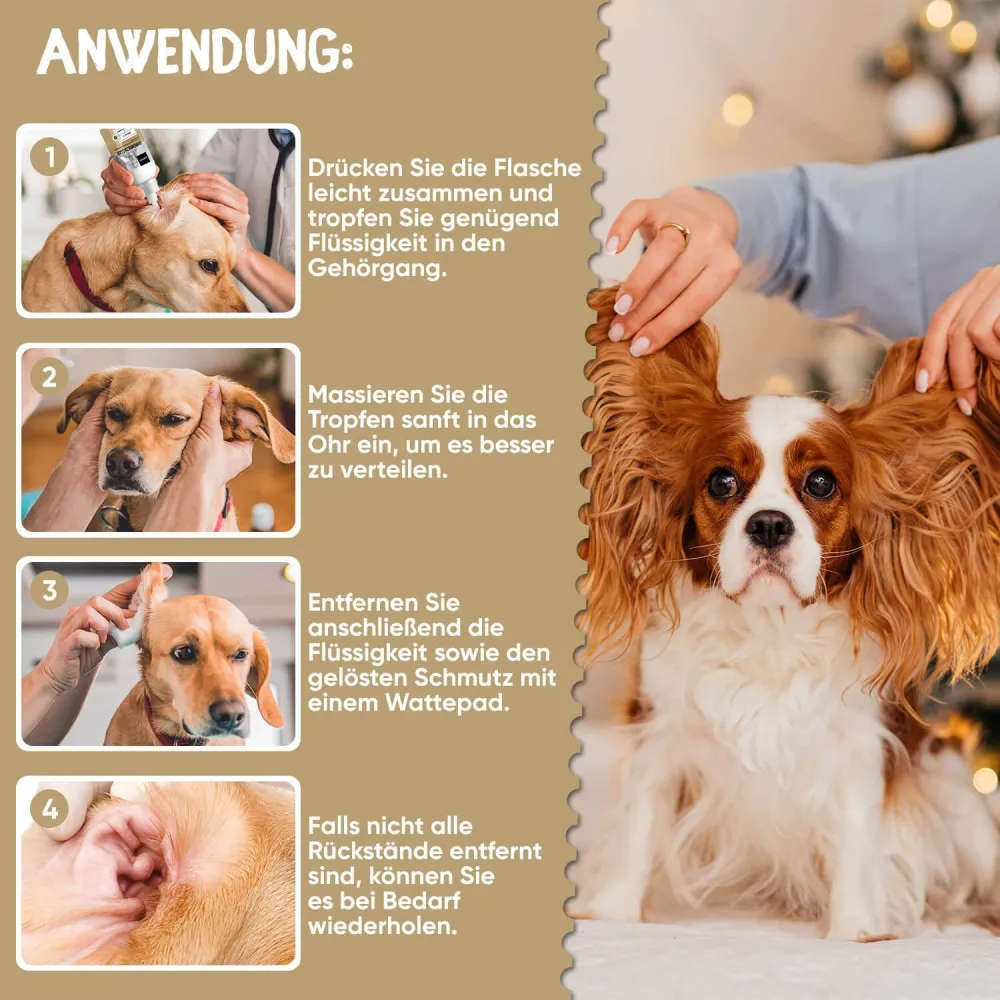 Ohrenreiniger für Hunde und Katzen Anwendung
