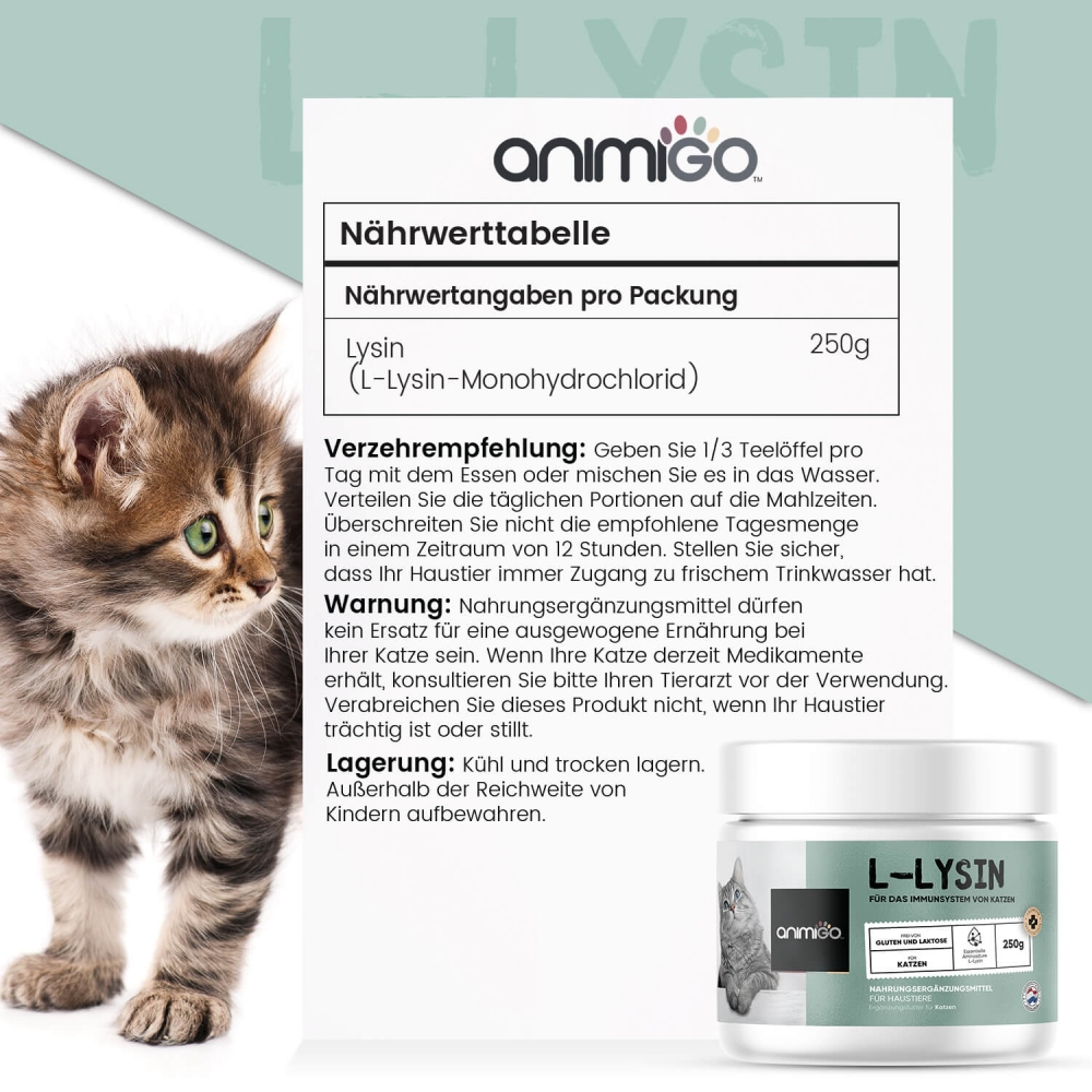 L-Lysin für Katzen Nahrungsergänzungsmittel
