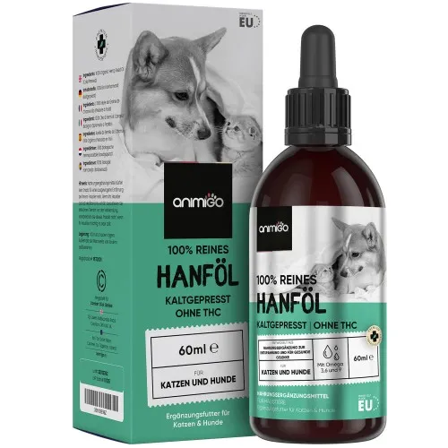 Bio Hanföl für Katzen und Hunde  60 ml  Omega-3, -6 und -9  Jetzt bestellen
